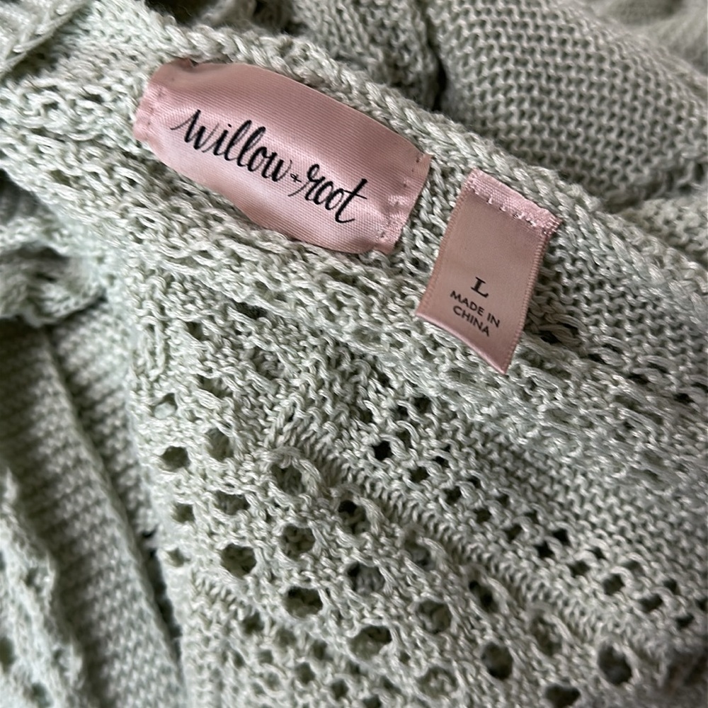 Willow & Root Crochet Hooded Cardigan in Seafoam, Large - Picture 2 of 6